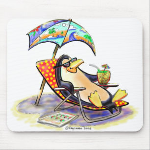 beach penguin mouse pad
