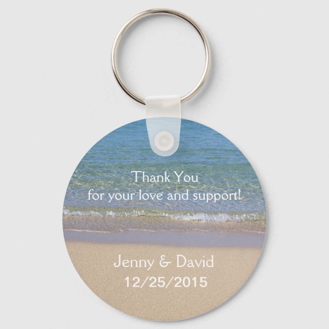 Beach Personalised Key Ring Wedding Favour (Front)