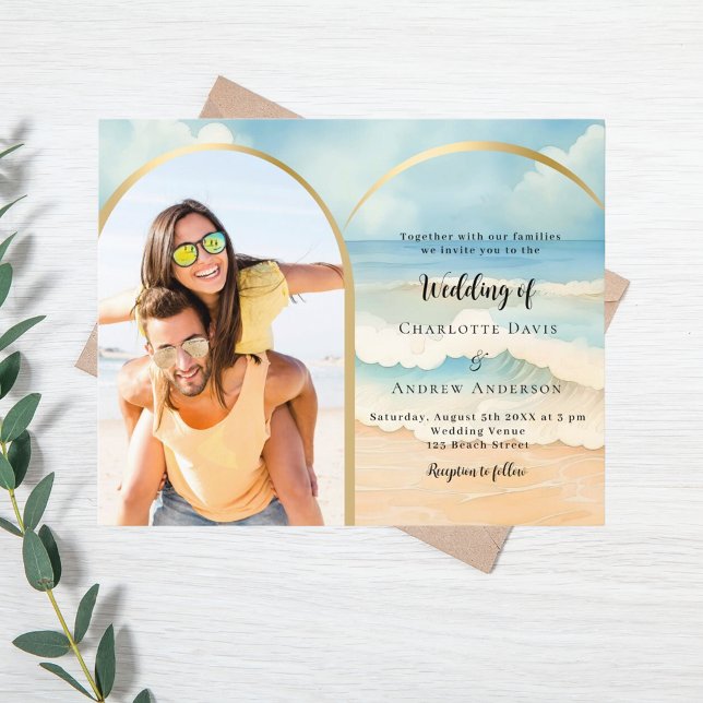 Beach photo arch wedding invitation (Creator Uploaded)