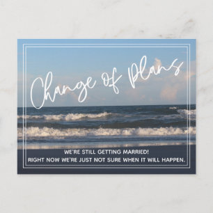 Beach Photo Change of Plans Postponed Wedding Postcard