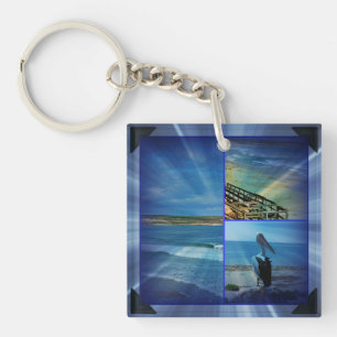 Beach Photo Collage Sparkle, Key Ring