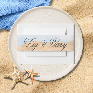 Beach Photo Destination-  Table Number Invitation Belly Band