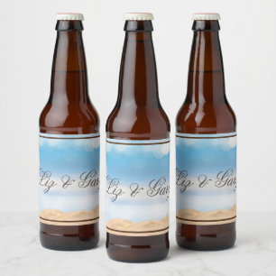 Beach Photo Destination Wedding  Beer Bottle Label
