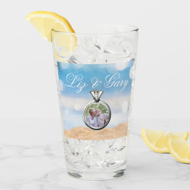 Beach Photo Destination Wedding  Glass (Front Ice)