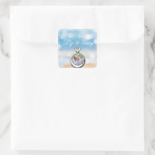 Beach Photo Destination Wedding Square Sticker