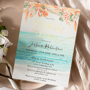 Beach photo floral watercolor boho bridal shower