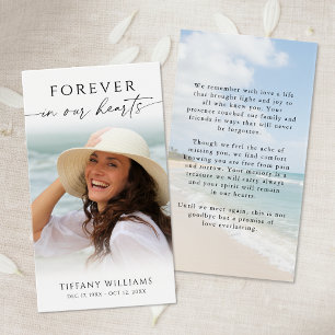 Beach Photo Forever Hearts Sympathy Prayer Card