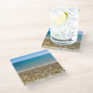 Beach photo glass coaster