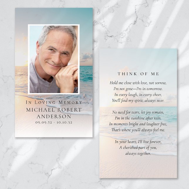 Beach Photo Memorial Prayer Card (Creator Uploaded)