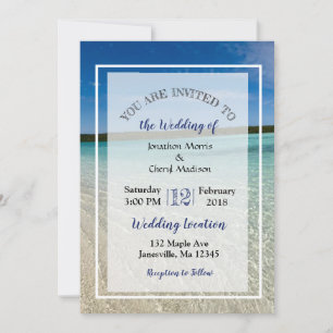 Beach Photo Ocean Clear Water Wedding Invitations