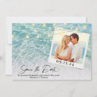 Beach Photo Palm String Lights Destination Wedding