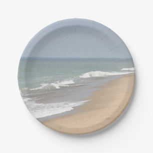 Beach photo paper plate