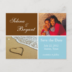 Beach Photo Save the Date - Blue Announcement Postcard