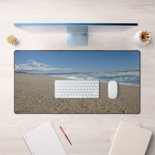 Beach Photo Surf and Sand White Clouds Coastal Desk Mat