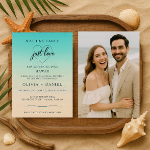 Beach Photo Wedding Elopement Reception Invitation