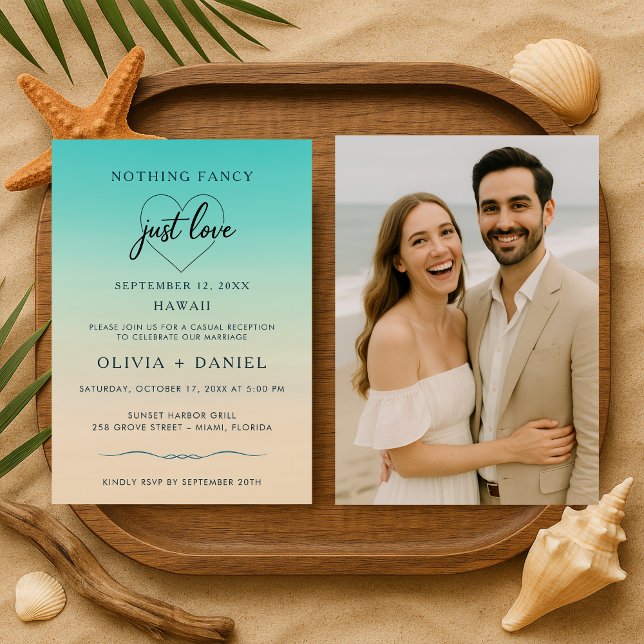 Beach Photo Wedding Elopement Reception Invitation (Creator Uploaded)