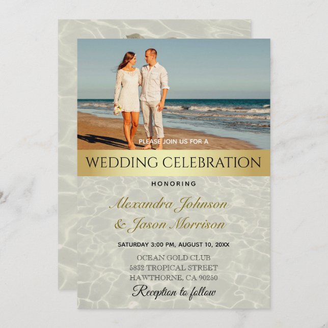 Beach Photo Wedding Invitation (Front/Back)