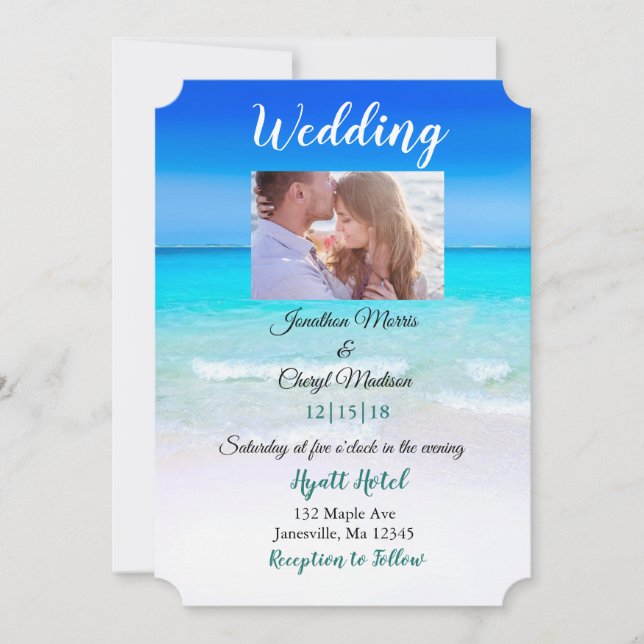 Beach Photo Wedding invitations (Front)