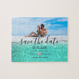 Beach Photo Wedding Save The Date Invitation Jigsaw Puzzle