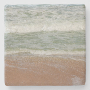 Beach Photograph Ocean Scenic Waves Sand Nature Stone Coaster