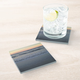 Beach Photography Sunset Decor Glass Coaster