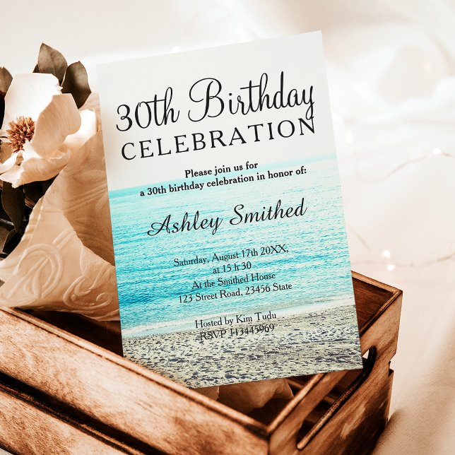 beach photography tropical 30th birthday invitation (beach photography tropical 30th birthday invitation)