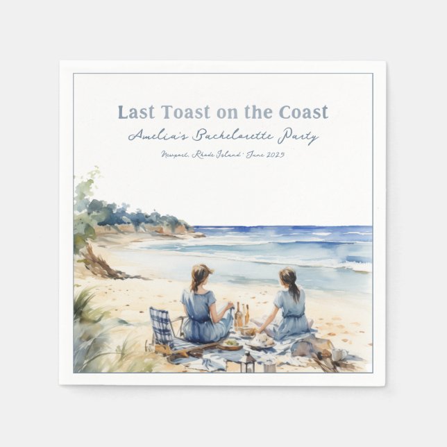Beach Picnic Bachelorette Last Toast on the Coast  Napkin (Front)