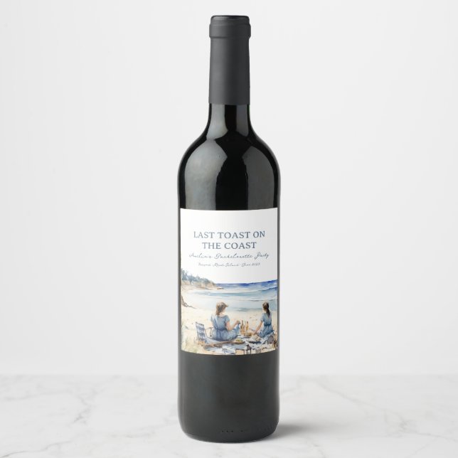 Beach Picnic Bachelorette Last Toast on the Coast  Wine Label (Front)