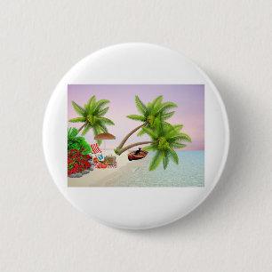 Beach Picnic Boat Bush Palm Trees Beach Chair 6 Cm Round Badge