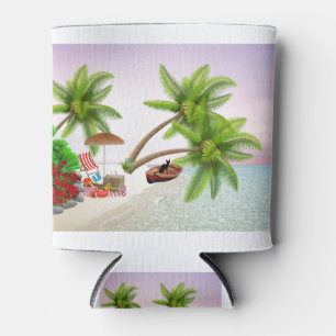 Beach Picnic Boat Bush Palm Trees Beach Chair Can Cooler
