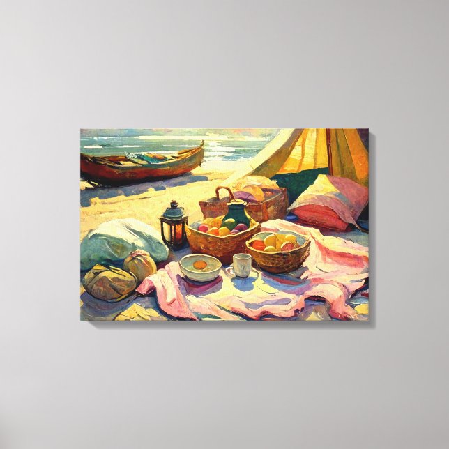 Beach Picnic in Summer Fine Art Canvas Print (Front)