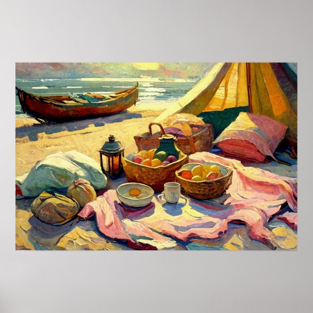 Beach Picnic in Summer Fine Art Poster (Front)