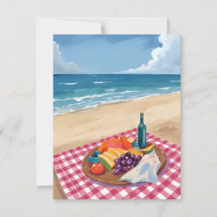 Beach Picnic Ocean Shore Painting Thank You Card
