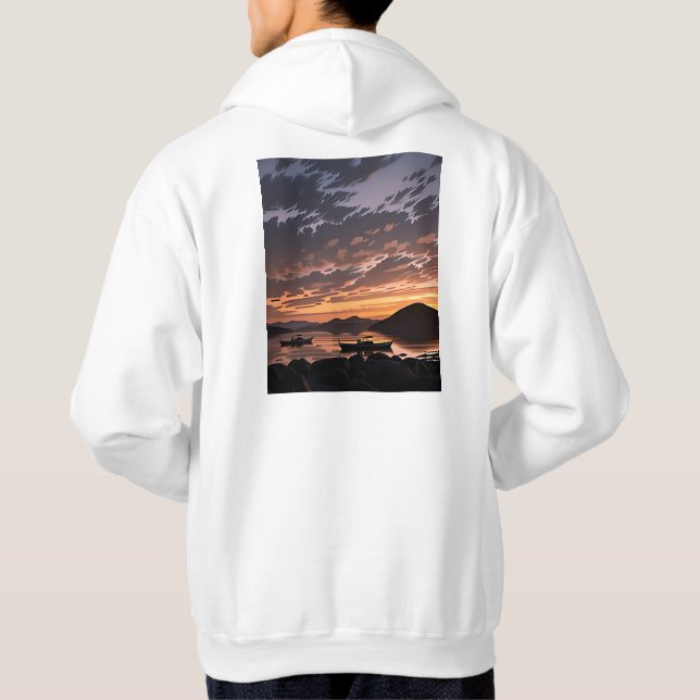 Beach picture hood hoodie (Back)