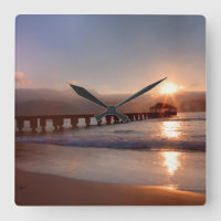 Beach pier at sunset, Hawaii