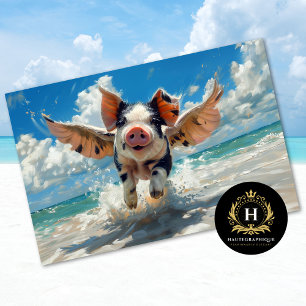 Beach Pig Swimming Decoupage Tissue Paper