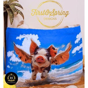 Beach Pig Swimming Decoupage Tissue Paper