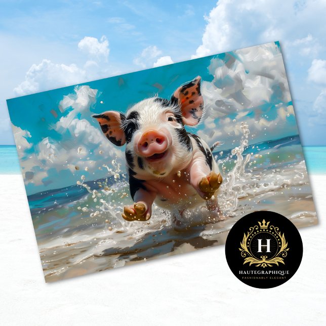 Beach Pig Swimming Ocean Decoupage Tissue Paper (Creator Uploaded)