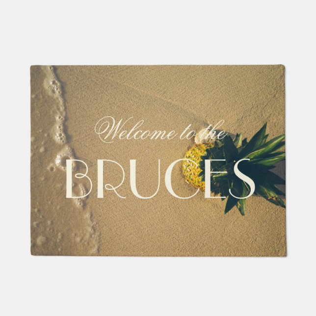 Beach Pineapple Tropical Accent Personalised Doormat (Front)
