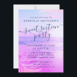 Beach Pink Filter Tropical Summer 16th Birthday Invitation<br><div class="desc">A stunning chic pink and purple ombre filter on a beach photo background summer theme sweet 16 birthday invitation. All wording can be changed to work for any age birthday or celebration, and there is space on the back for optional attire, directions, or parking information. The navy blue modern typography...</div>