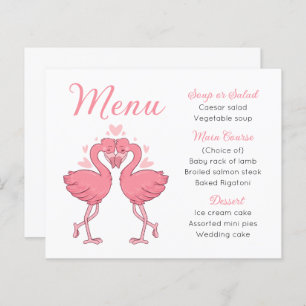 Beach Pink Flamingos Tropical Wedding Menu