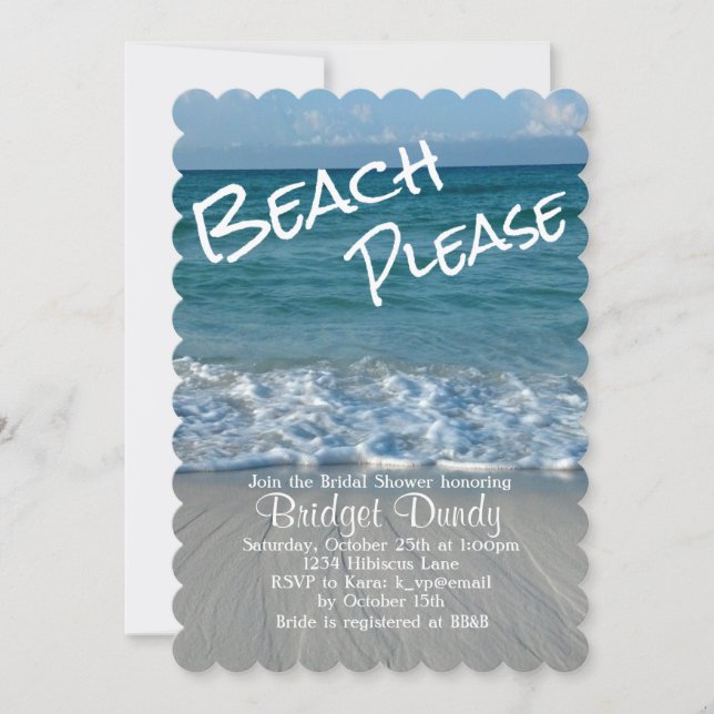 Beach Please Beach Theme Bridal Shower Invitation (Front)