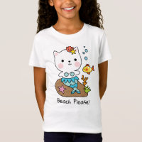 Beach Please | Cat Mermaid Mermeow Funny T-Shirt