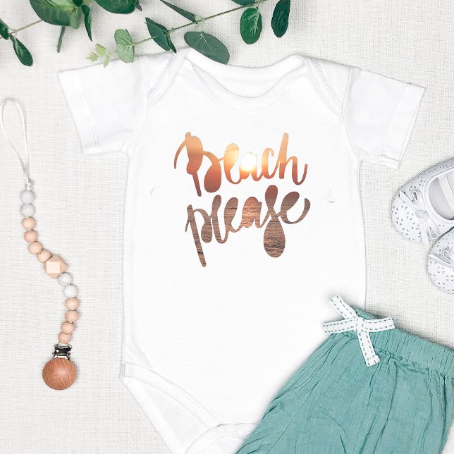 BEACH PLEASE, Fun Typography & Quote Baby bodysuit (Creator Uploaded)