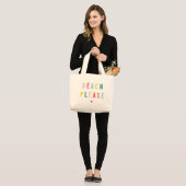 Beach Please Funny Large Tote Bag (Front (Model))