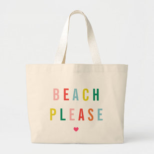 Beach Please Funny Large Tote Bag