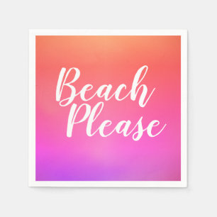 Beach Please Orange Pink Ombre Beach Party Napkin