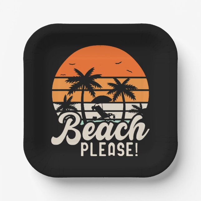 Beach Please Paper Plate (Front)