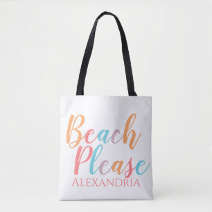 Beach Please Personalised Name Beach Tote Bag