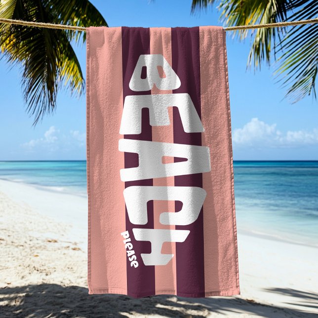 Beach Please Pink & Purple Striped Beach Towel (Creator Uploaded)